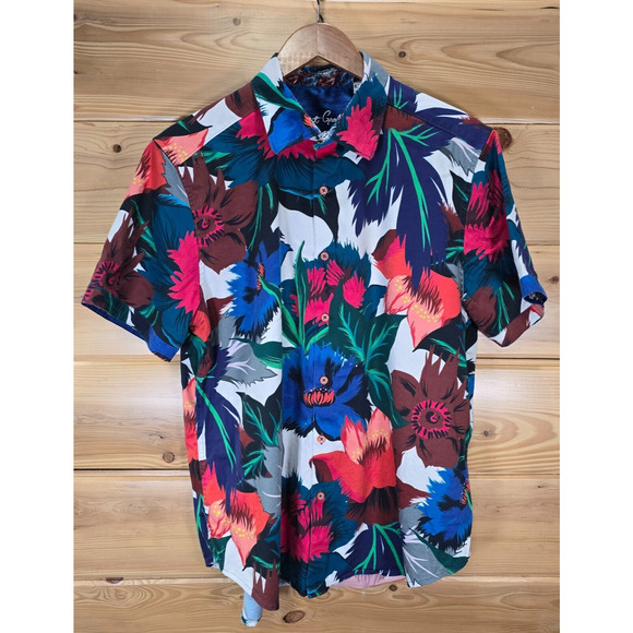Robert Graham Floral Tropical Multicolor Short Sleeve Button Shirt Men XL - Picture 1 of 10